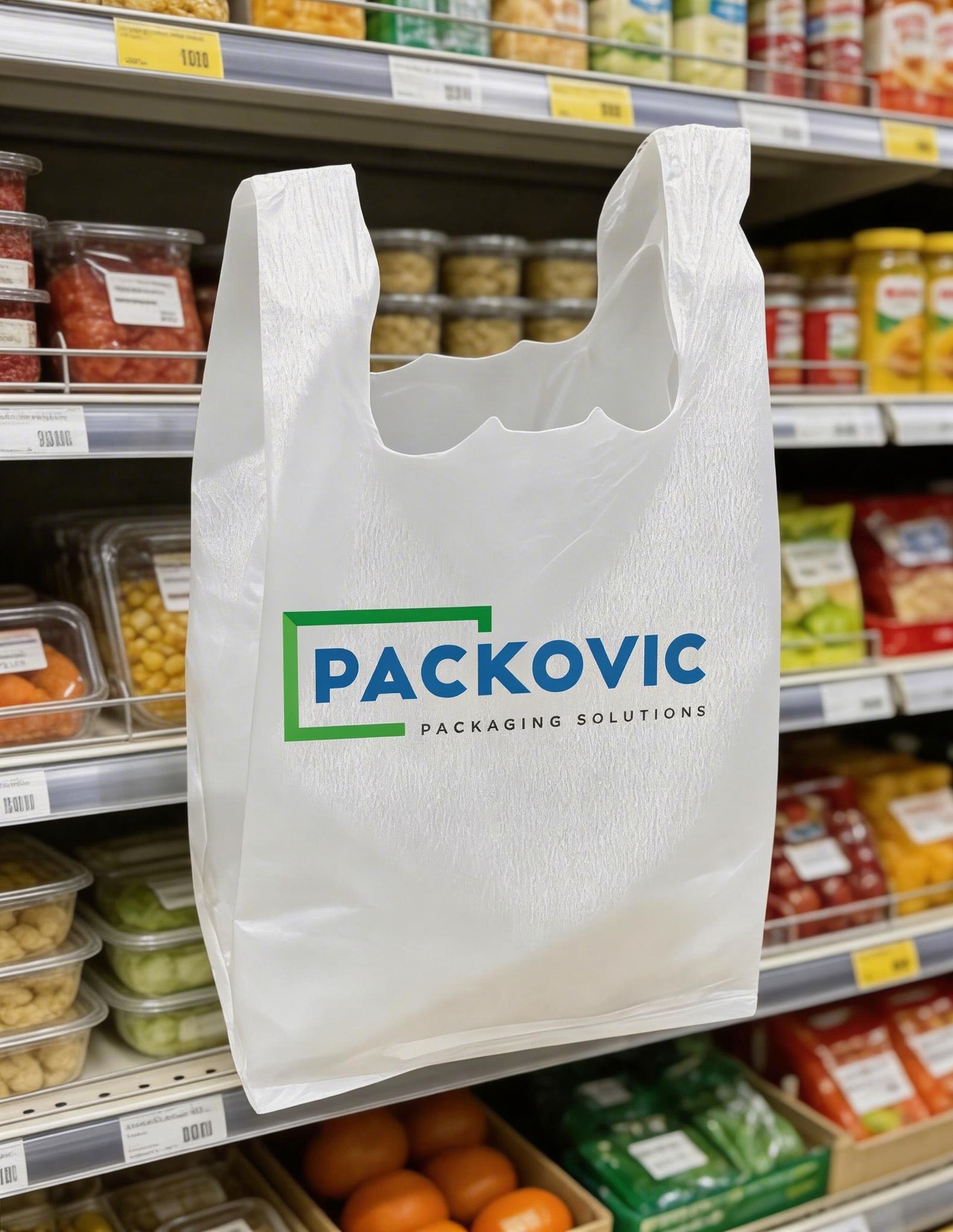 disposable tshirt bag shopping background, product photography, high quality, professional